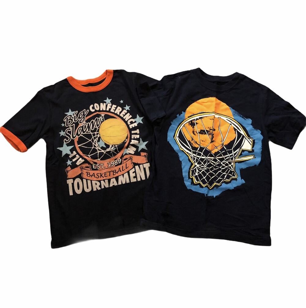 Children’s Place Navy Blue Orange Ringer Basketball Shirts 7/8